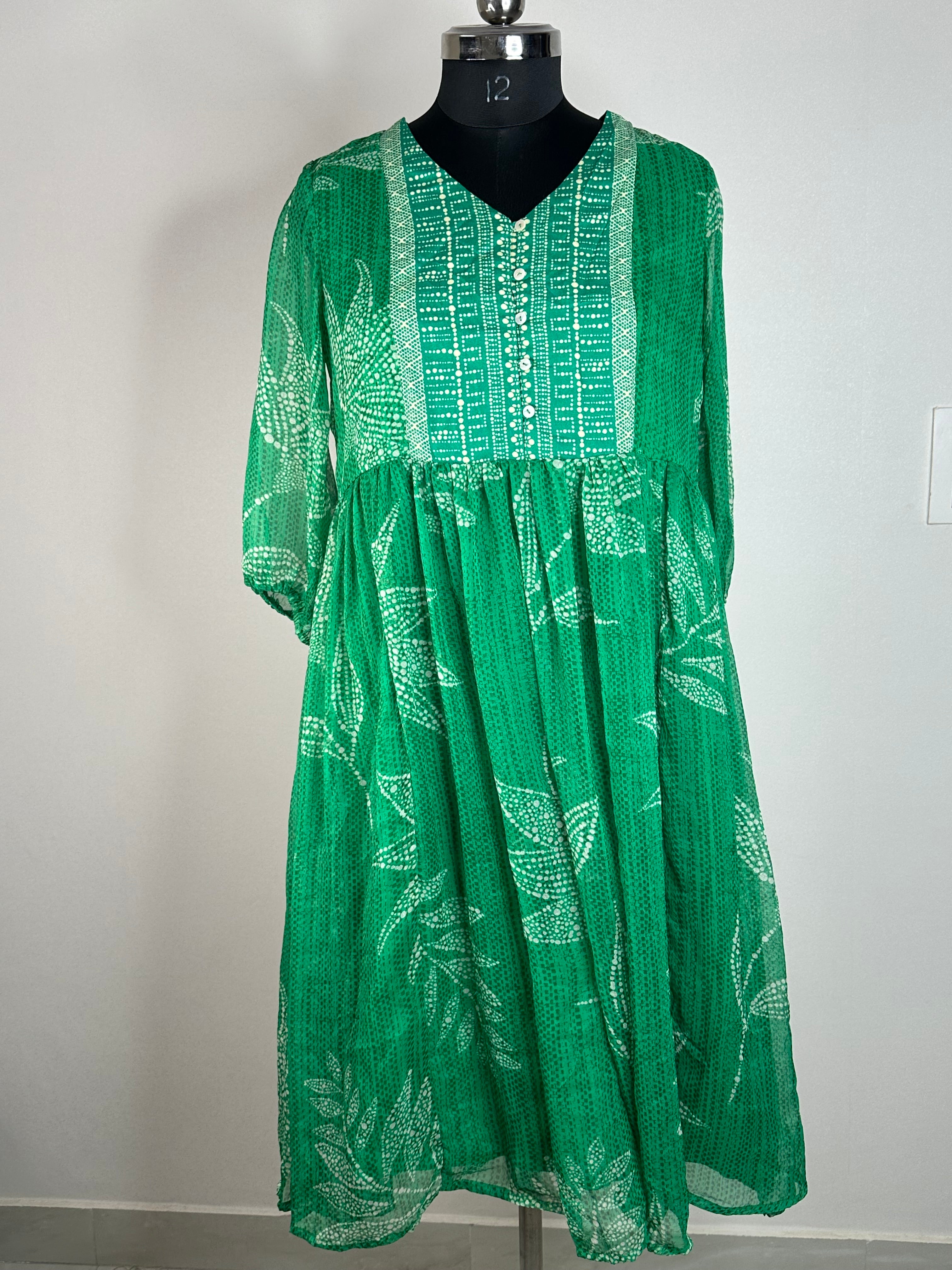 Emerald Green Floral Printed Kurti