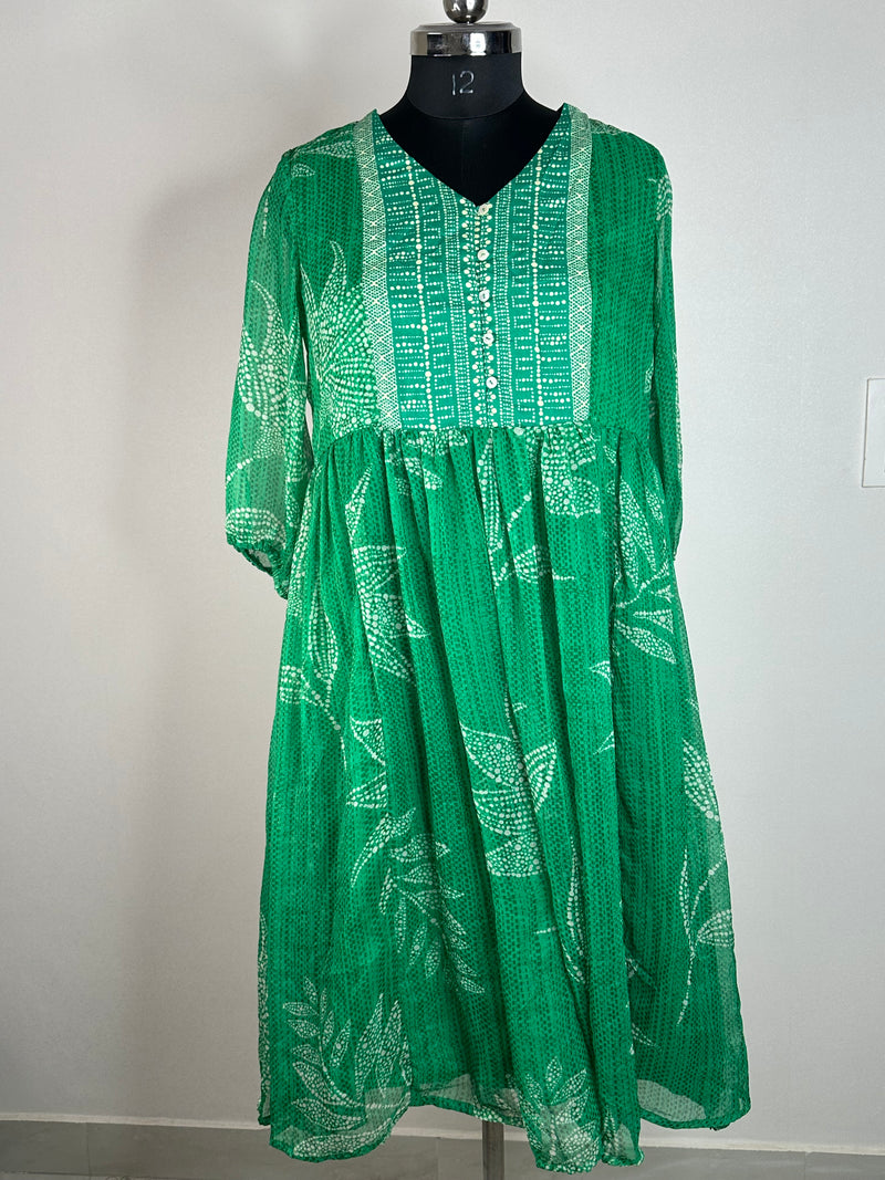 Emerald Green Floral Printed Kurti