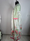 Pastel Green & White Floral Printed Long Kurti