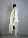 Ivory Textured Kurti with Pastel Floral Embroidered Yoke