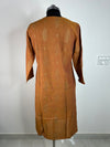 Rust Brown Printed Straight Kurti with Golden Motifs