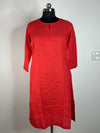 Bright Red Textured Straight Kurti